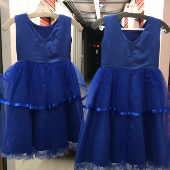 Royal blue flower girl jeweled bling pageant dress - Picture 4 of 12